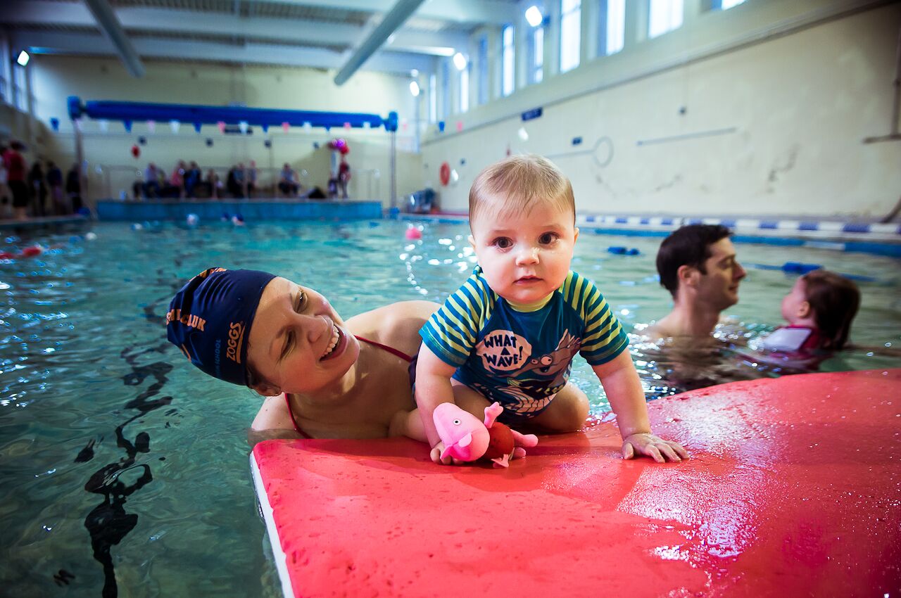 Baby swimming lessons at Wimbledon college, south west London