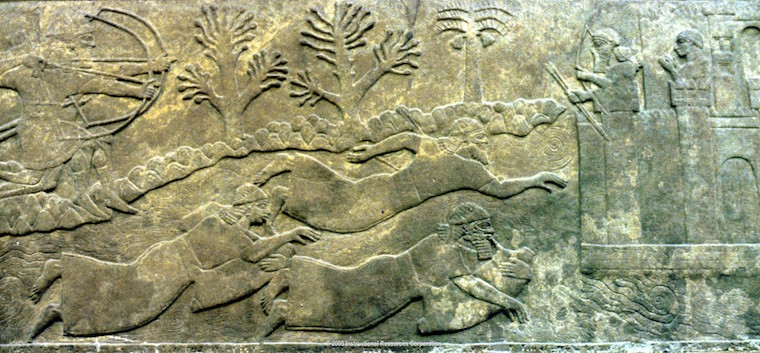 History of swimming, an image of ancient men swimming