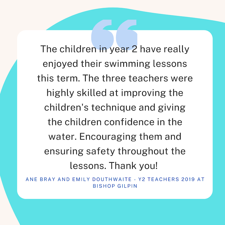 testimonial from Bishop Gilpin School in Wimbledon about school swimming services from Blue Wave Swim School