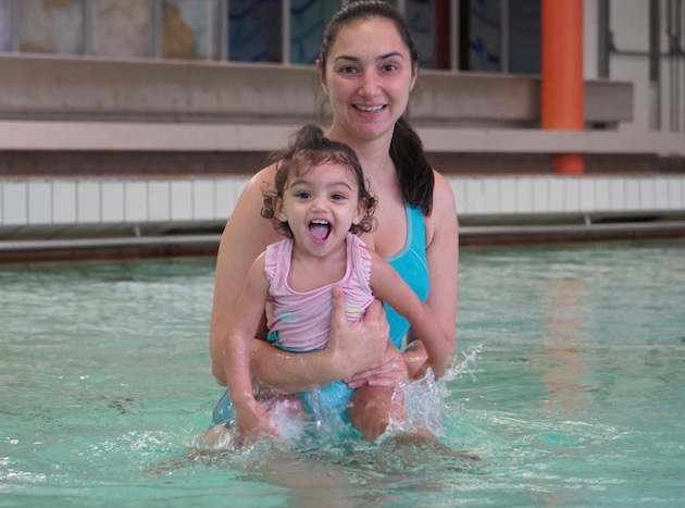 mum and baby swimming
