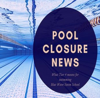 swimming pool closure under tier 4 sign in a swim pool photo